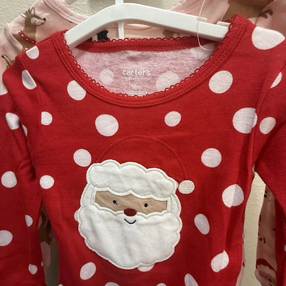 Carter's Just One You Baby Christmas Pajamas 2 Piece Set 18 Months NWT Santa Red